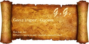 Genzinger Gyoma névjegykártya